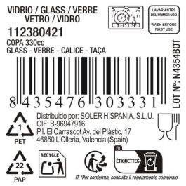 La Mediterranea Copa 330 ml "Ariza" Md - Colección Ariza, Ø7.9x17.1 cm, 373 g (24 Unidades)