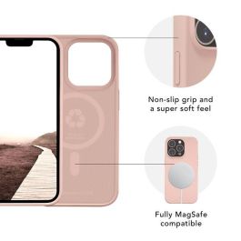 dbramante1928 Monaco iPhone 14 Plus Pink sand - Funda de silicona reciclada con MagSafe y protección 3 capas
