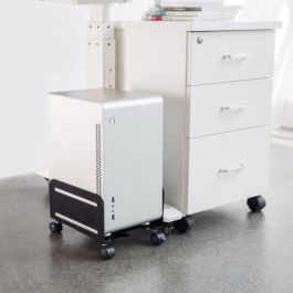 Ewent EW1291 Soporte de CPU Móvil Universal con Ruedas, Base Ajustable, Negro