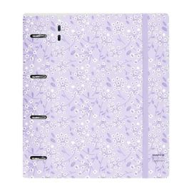 Carpeta Con Recambio Safta Din A4 Cuadro 5 mm Polipropileno Foam 4 Anillas 35 mm Estampados Floral Lila