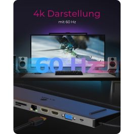 ICY BOX IB-DK2106a-CPD Docking Station USB-C 11-en-1 PD 100W, 4K HDMI, VGA, Ethernet, Lector SD/MicroSD