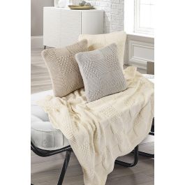 DKD Home Decor Cojín Urban Gris Claro de Poliéster 45 x 45 cm (2 Unidades) de Punto con Cremallera 420 grs