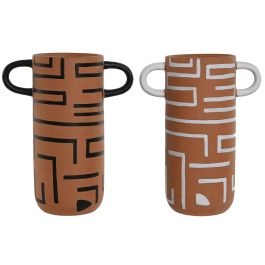 DKD Home Decor Jarron Terracota Negro Blanco con Asas 19 x 23.7 x 10.6 cm (6 Unidades) Precio: 54.49999962. SKU: B1EGC5SRN8
