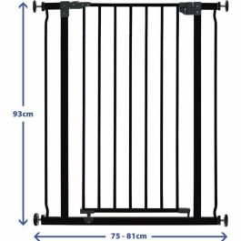 Dreambaby Barrera de seguridad Extra Alta Liberty para bebés y niños, a presión, negra, 75-81 cm ancho x 93 cm alto