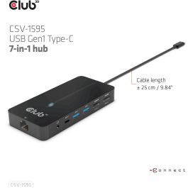 Club3D Hub USB-C 7 en 1: 2xHDMI 4K60Hz, 2xUSB, USB-C PD100W, LAN - Adaptador para portátil/PC