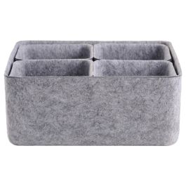 Day Juego de 5 Cestos Gris de Fieltro, 1 Cesto Grande 25x25cm y 4 Pequeños 12x12cm