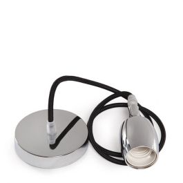Pendel Lámpara Colgante E27 Cable Tela 1000mm 0.75mm² con Rosetón y Portalámparas Metálico, Fijación Techo - SC-MPL016