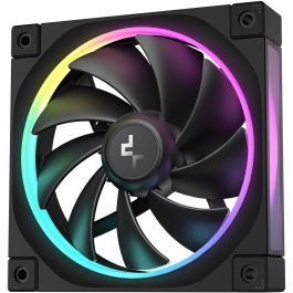 DeepCool FL12 Ventilador de PC 120mm PWM, Rodamiento FDB, Iluminación LED Multi Color, Negro