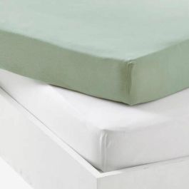 P'Tit Dodo PTI3700948342503 Juego de 2 Sábanas Bajeras de Jersey 70x140 cm Blanco/Verde Grisáceo