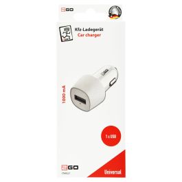2GO 794921 Cargador de Coche USB-A 1000mA para Encendedor de Cigarrillos, 5V, Blanco
