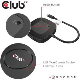 Club3D MST-Hub USB 3.2 Tipo C a 3x DisplayPort 1.4 Triple Monitor Negro - Hub USB-C Multipuerto para 3 Monitores