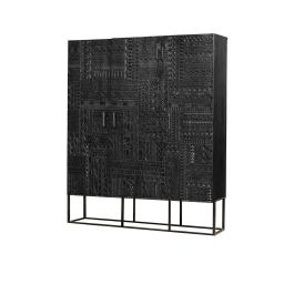 Giner y Colomer Aparador Madera Mango Metal Nogal Oscuro 3 Puertas