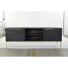 Mueble Tv Moderno DKD Home Decor Negro Dorado 38 x 51 x 147 cm Mueble Tv Moderno DKD Home Decor Negro Dorado 38 x 51 x 147 cm