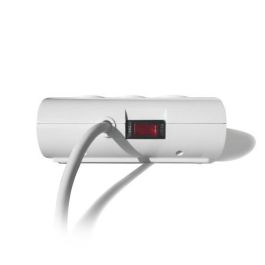 Ewent EW3935 Base Múltiple Regleta 5 Tomas AC, 2 USB, 1.5m Cable, Interruptor, Protección Infantil y Sobretensión, 3680W, Blanca