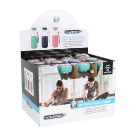 Bewinner Botella de Agua Fabricada en Vidrio y Silicona, con Tapa de Silicona, 400 ml de Capacidad, 7 x 7 x 19.8 cm (12 Unidades) Bewinner Botella de Agua Fabricada en Vidrio y Silicona, con Tapa de Silicona, 400 ml de Capacidad, 7 x 7 x 19.8 cm (12 Unidades)
