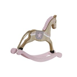 DKD Home Decor Decoración Navidad Fantasía Caballo de Madera Rosa 5x16x19 cm (12 Unidades)