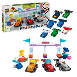 Juego de construccion coches de carreras y pilotos del equipo de f1 lego duplo.