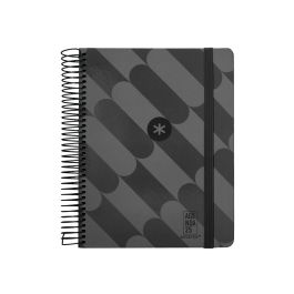 Agenda Espiral Antartik Pattern A5+ 2025 Dia Pagina Color Negro Papel 80 gr