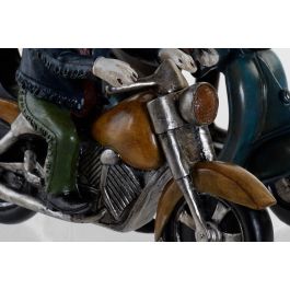 DKD Home Decor Figura Vintage Perro Bulldog Amarillo Azul Resina Hecho a Mano 10 x 24 x 27 cm (2 Unidades)