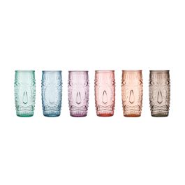 La Mediterranea Vaso Alto Tiki 600 ml Colores - Alto 17 cm, Ancho 7.8 cm