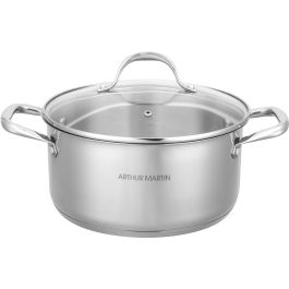 Arthur Martin AM0155 Juego de 2 Cacerolas - Acero Inoxidable - Aptas para todo tipo de fuegos, incluida inducción - Ø 24-28 cm + tapa de cristal