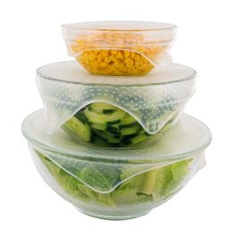 Cook Concept Juego de 3 Tapas de Silicona Estirables para Recipientes, Reutilizables, Tamaños 9.5cm, 14cm y 19cm