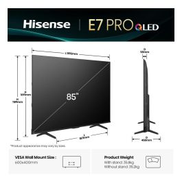 Hisense 85E77Q PRO Smart TV 85" 4K Ultra HD QLED, 144 Hz, VIDAA, FreeSync Premium, HDMI 2.1, Dolby Atmos, WiFi, Negro