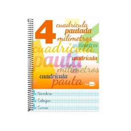 Cuaderno Espiral Liderpapel Folio Pautaguia Tapa Blanda 80H 75 gr Cuadro Pautado 4 mm Colores Surtidos 8 unidades