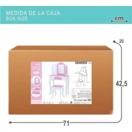 Tocador belleza de madera con lunares blanco y rosa 63x29x100 cm Tocador belleza de madera con lunares blanco y rosa 63x29x100 cm