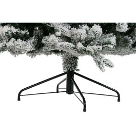 DKD Home Decor Árbol de Navidad Alpina Nevado Blanco y Verde con 500 LEDs, 210 cm de Alto, Desmontable para Exterior IP44