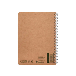 Liderpapel Cuaderno espiral A5 Ecouse tapa cartulina kraft 80 hojas, papel reciclado 80gr, cuadro 4mm