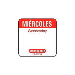 NCCO SR103R - Rollo de 1000 etiquetas despegables para rotación de inventario "MIERCOLES" - 2,5 x 2,5 cm - Blanco y rojo - Venta 1 unidad. NCCO SR103R - Rollo de 1000 etiquetas despegables para rotación de inventario "MIERCOLES" - 2,5 x 2,5 cm - Blanco y rojo - Venta 1 unidad. Precio: 14.88999985. SKU: B1JVCD6QEA