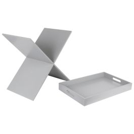 Home Deco Factory Mesa Bandeja Desmontable Gris 46x32 cm h.48,5 cm