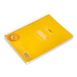 Liderpapel Cuaderno Espiral A5 Pautaguía 80h 90gr Cuadro Pautado 3mm con Margen Tapa Plástico Amarillo