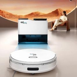 Robot aspirador conectado con base de vaciado - EZICLEAN All In One Z15 Pro - 10.000 Pa - 1,5 L - Blanco