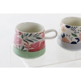 DKD Home Decor Taza Mug Shabby Flores Multicolor 360ml Gres Apto Microondas y Lavavajillas (Pack de 12 Unidades Surtidas)