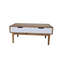 DKD Home Decor Mesa de Centro Moderna 2 Cajones Desmontable Abeto Marrón Blanco 105x55x46 cm Precio: 110.8965. SKU: S3033521