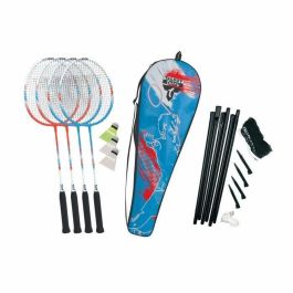 TALBOT TORRO AAAOW04920 Set Bádminton 4 Fighter - 4 Raquetas con Cordaje Multifilamento - 3 Volantes Sintéticos