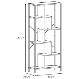Home Deco Factory Estantería Edison 80x30x180 cm, estructura hierro y madera, negro