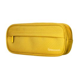 Estuche Portatodo Liderpapel Classic Ovalado 2 Cremalleras Con Bolsillo Delantero 210x90 mm Amarillo