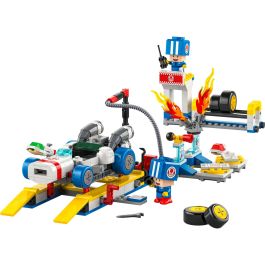 LEGO 72035 Mario Kart Garaje de Toad Set de Construcción Personalizable con Rayo GTI y 2 Toads Azules para +8 años
