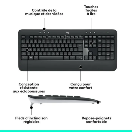 Logitech MK540 Advanced Combo Teclado y Ratón Inalámbrico Unifying, Diseño FR, Tamaño Completo, Resistente a Salpicaduras