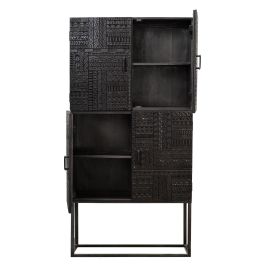 Giner y Colomer Vitrina Madera de Mango y Patas de Metal Nogal Oscuro 176x90x40 cm