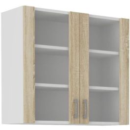 Armario alto SARA - 2 puertas - Decoración roble Sonoma - L80xP31xH71,5 cm - Hecho en Polonia