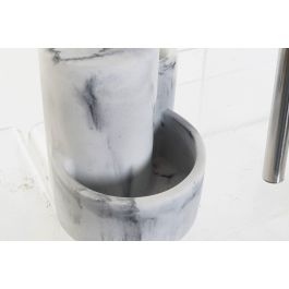 DKD Home Decor Dosificador Moderno Blanco Simil Mármol Resina Inox Colección Chinalight Marble 11.4 x 18.6 x 12.6 cm