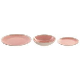 Vajilla Basicos DKD Home Decor Rosa Blanco 27 x 3 x 27 cm Set de 18 Vajilla Basicos DKD Home Decor Rosa Blanco 27 x 3 x 27 cm Set de 18
