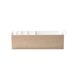 Phoenix Artisan - Cajón organizador de escritorio con 4 compartimentos, madera y raíl metálico, 42x27.8x11.5 cm, para tableros de oficina