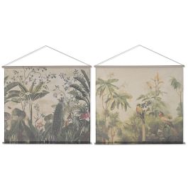 DKD Home Decor Lienzo Tropical de Lino y Abeto Verde Beige 125x145 cm (4 Unidades) Precio: 67.69000029. SKU: B1C7TJAXNP