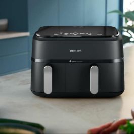 AirFryer - PHILIPS - NA351/00 - Acero inoxidable - 9,0L - Doble cubeta - 38,25 x 44,39 x 31,42 cm