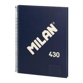 Milán Cuaderno A4 con espiral cuadriculado 5x5 mm azul marino, tapa dura, 80 hojas, Colección 430 since 1918